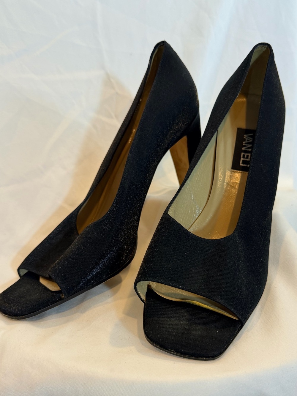 Vaneli Black Fabric Peep Toe Dress Pumps Heels Size 11
